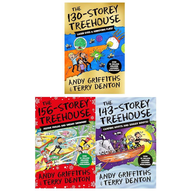 The Treehouse Series 3 Books Collection Set (The 130-Storey Treehouse, The 143-Storey Treehouse and The 156-Storey Treehouse) by Andy Griffiths and Terry Denton