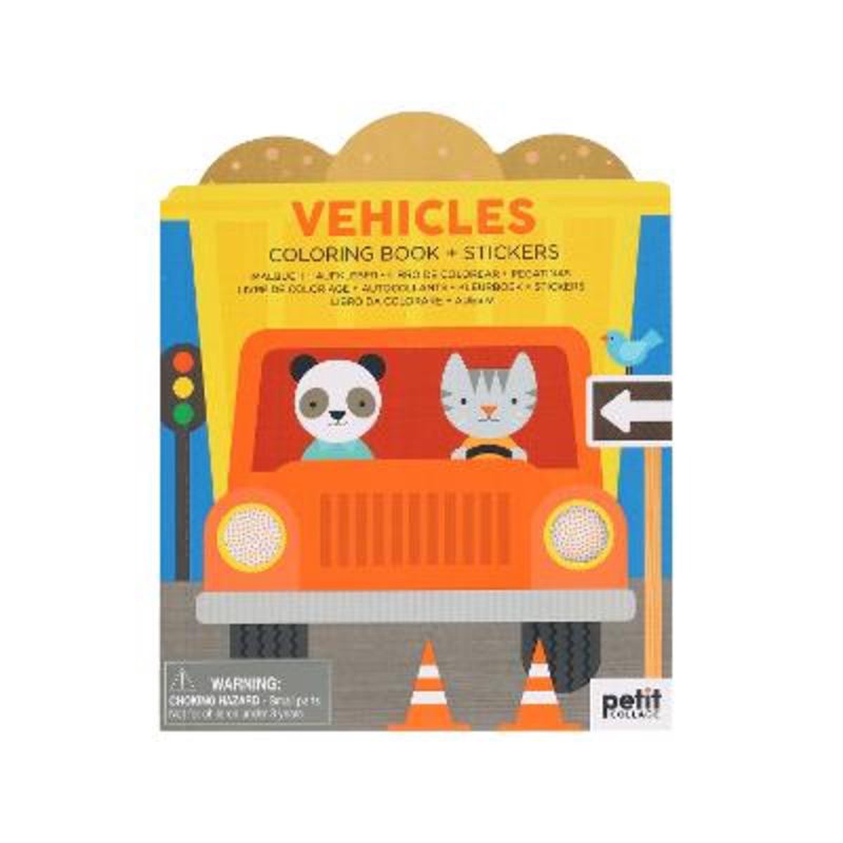 Vehicles Coloring Book + Stickers