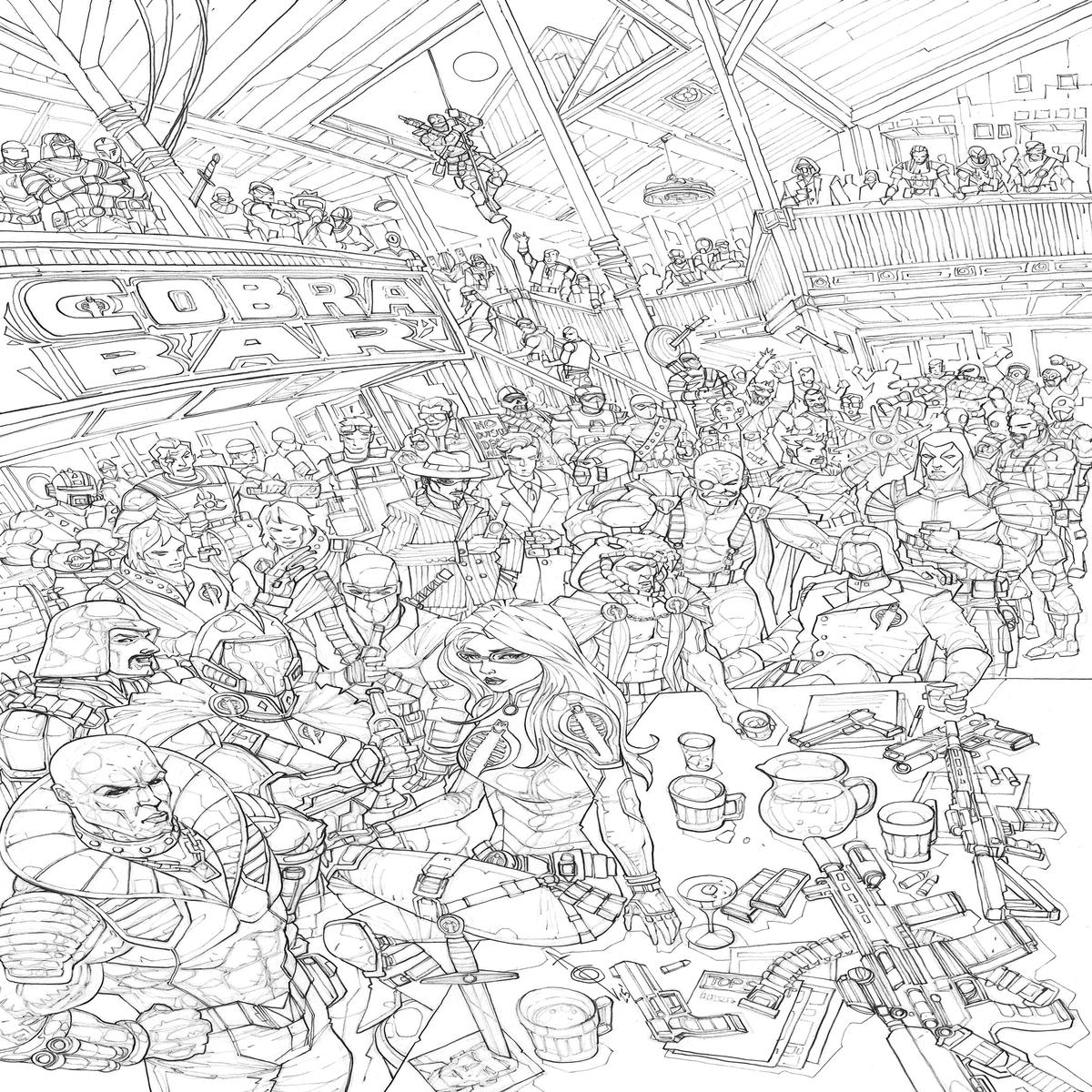 GI JOE REAL AMERICAN HERO #320 ALAN QUAH 616 COMICS COBRA BAR Virgin B&W Inks Variant B LTD 750
