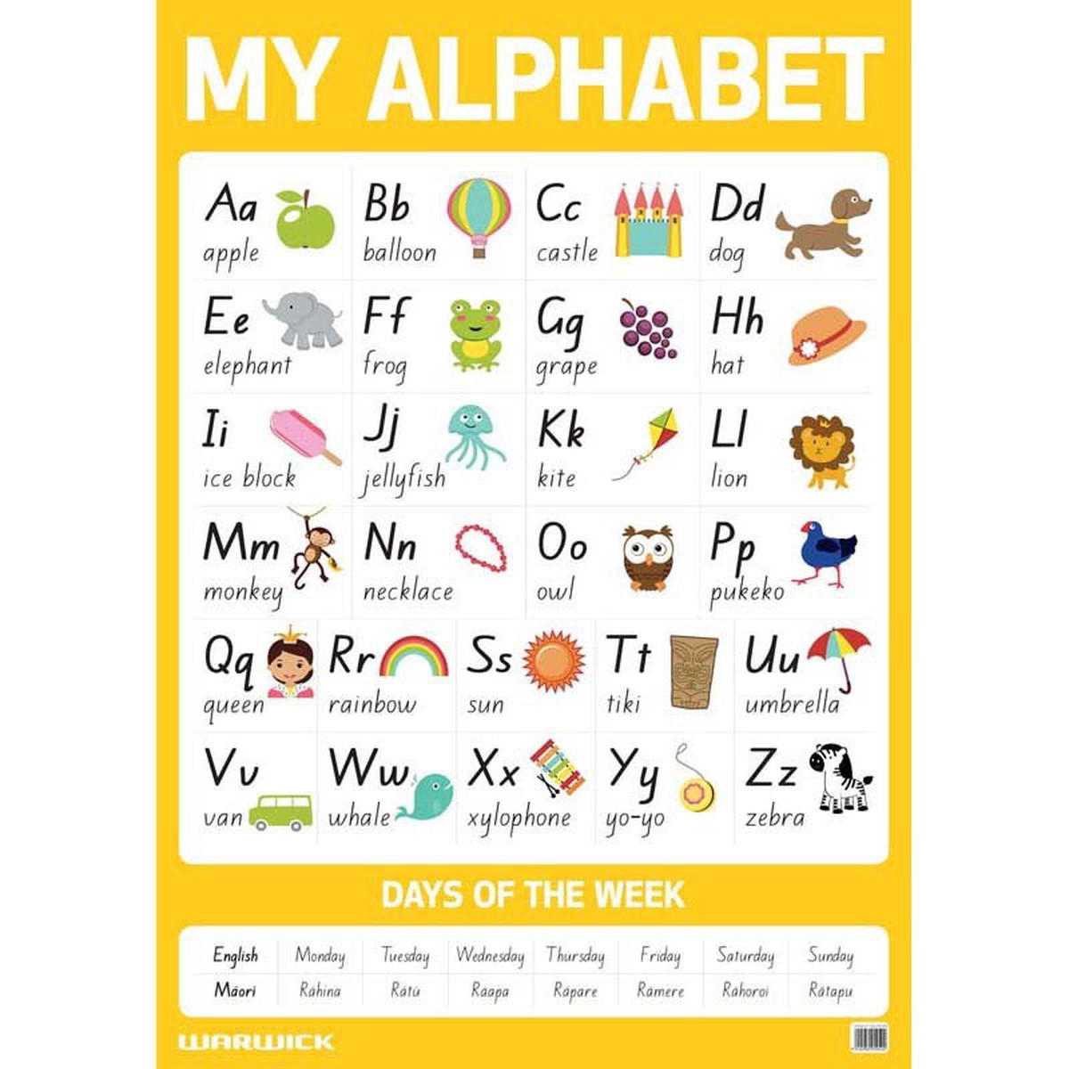 Warwick My Literacy Poster, Alphabet, 594 x 841mm, Laminated