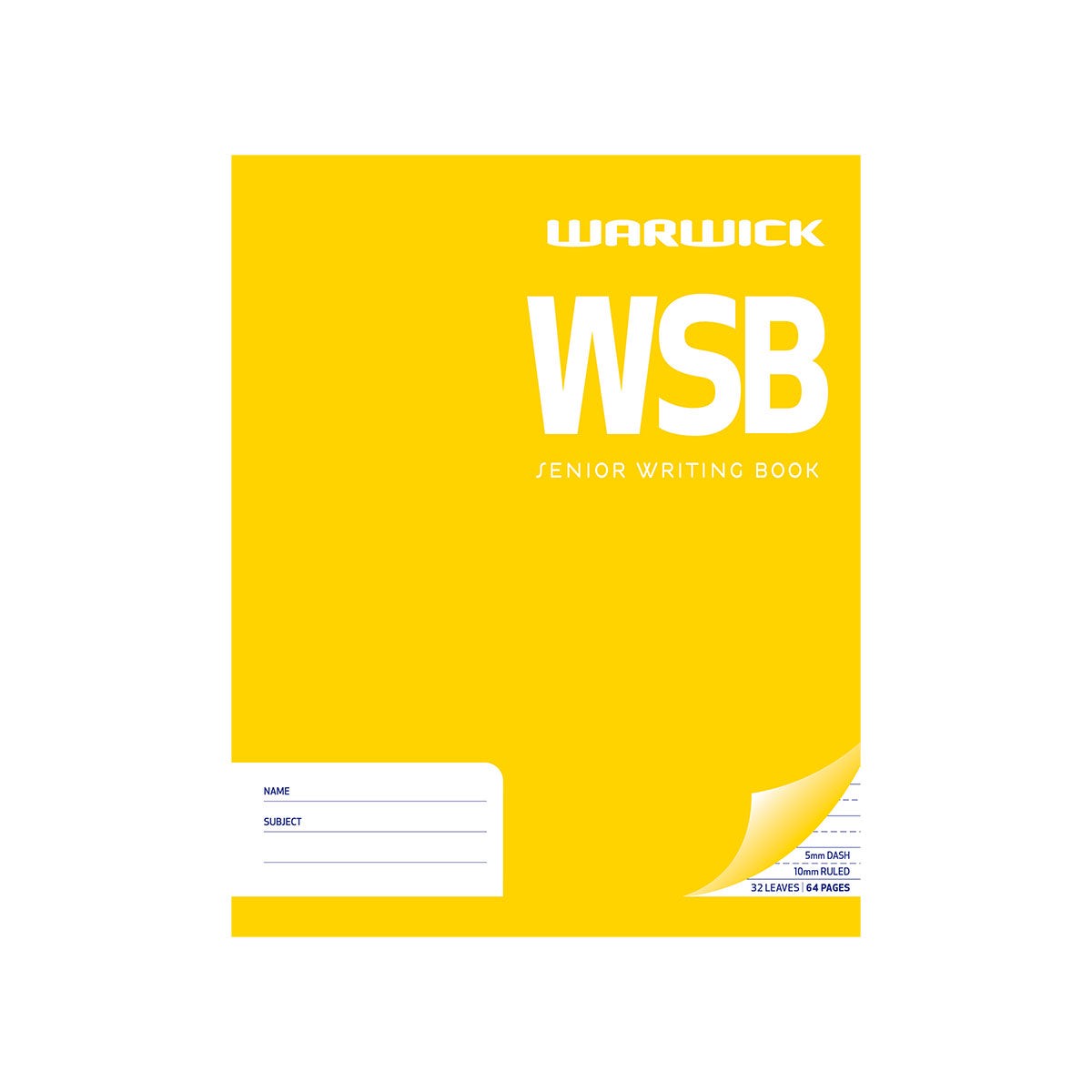 Warwick Senior Writing WSB 40 Leaf Dashed 5mm Ruled 10mm, 255mm x 205mm