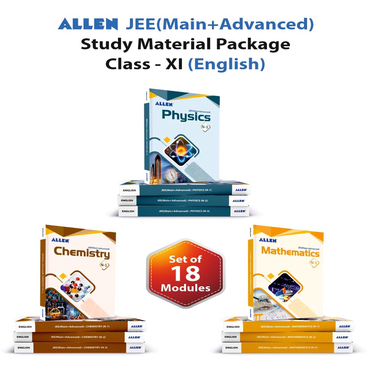 ALLEN 11th JEE MAIN+ADVANCED Study Material Package (Set of 18 Modules Combo ) in English | Nurture