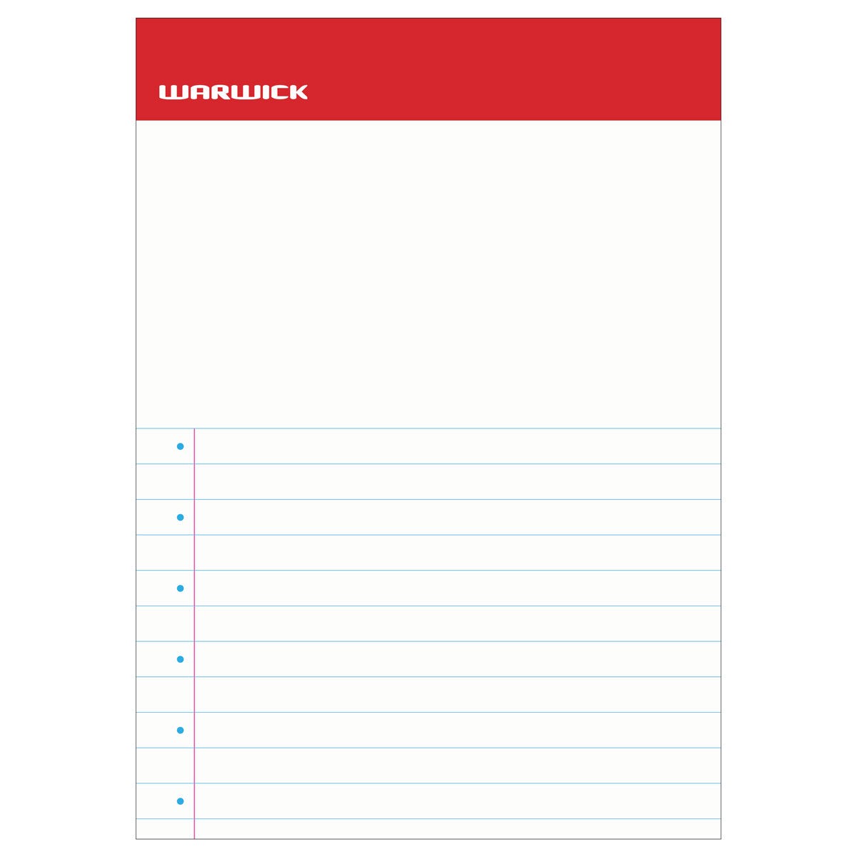 Warwick Sticky Note Pad, Half Plain, Half 30mm Lined, 495mm x 695mm, 30 Sheets