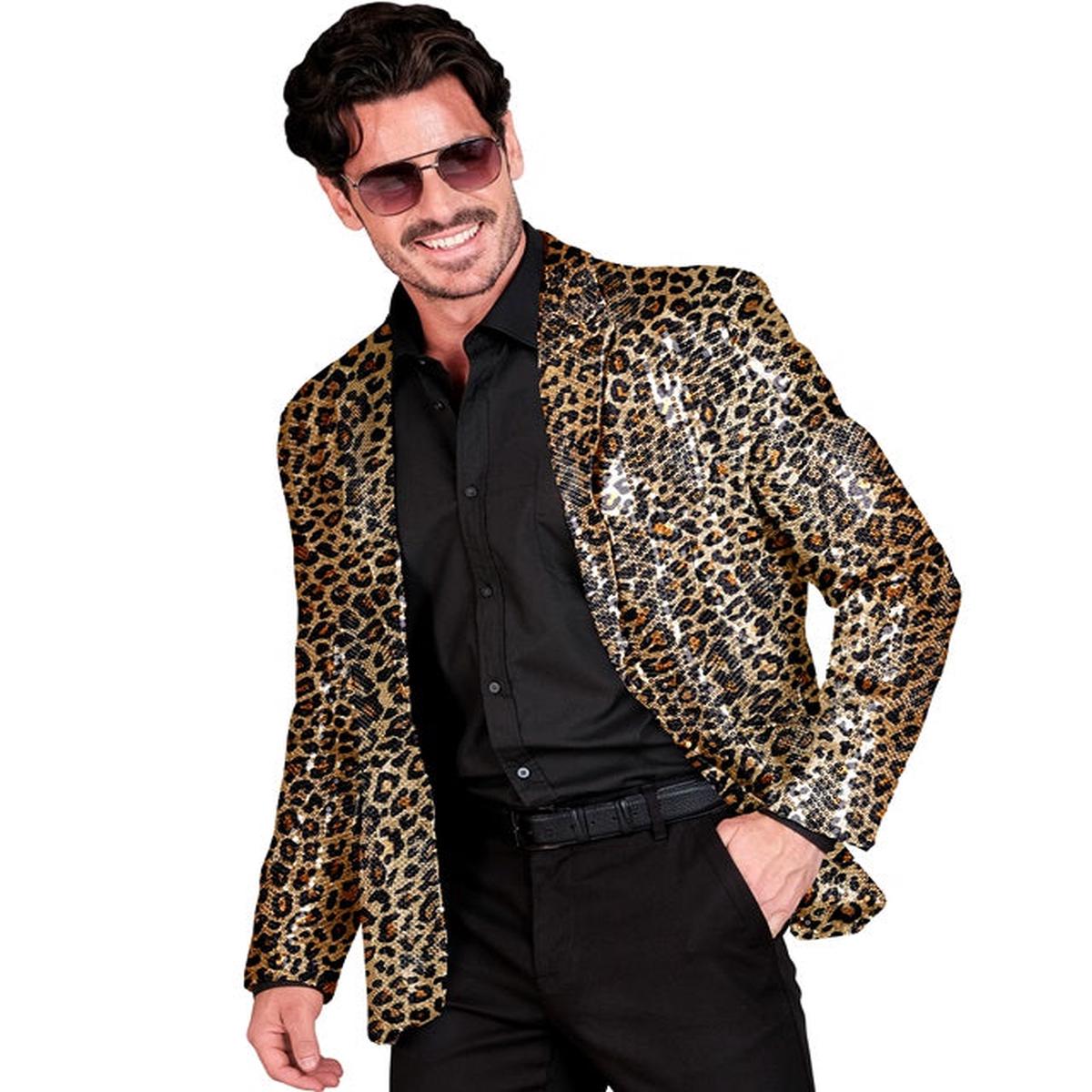 Widmann Party Fashion Jacket (Animalier Leopard Sequin Jacket) (XL) Gold