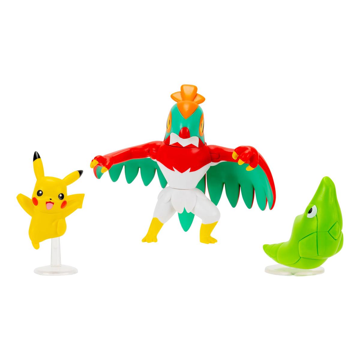 Pokmon Battle Figure 3 Pack - Features 2-Inch Metapod (with Stand) and Pikachu plus 3-Inch Hawlucha Battle Figures