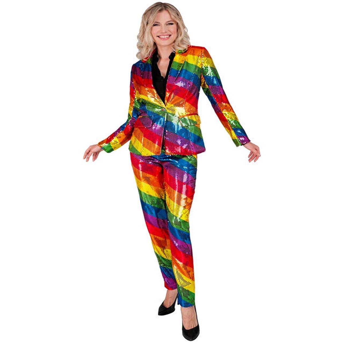 Widmann Party Fashion Pants (Rainbow Sequin Pants) (S) Rainbow