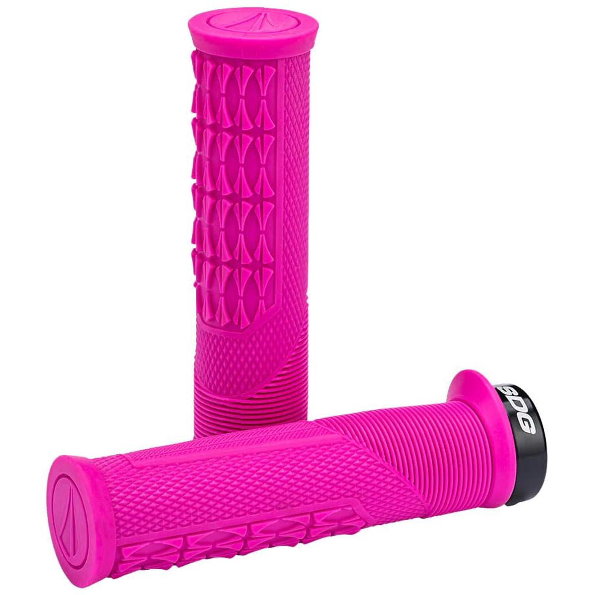 SDG Thrice OC Lock-On Grip VTT Rose & Noir  Ergonomique, absorbant les vibrations, zone centrale ouverte pour un confort et une prise en main suprieurs
