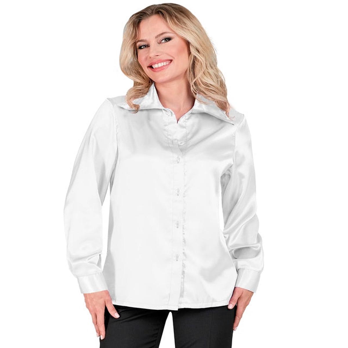 Widmann Satin White 70s Disco Shirt (M) White