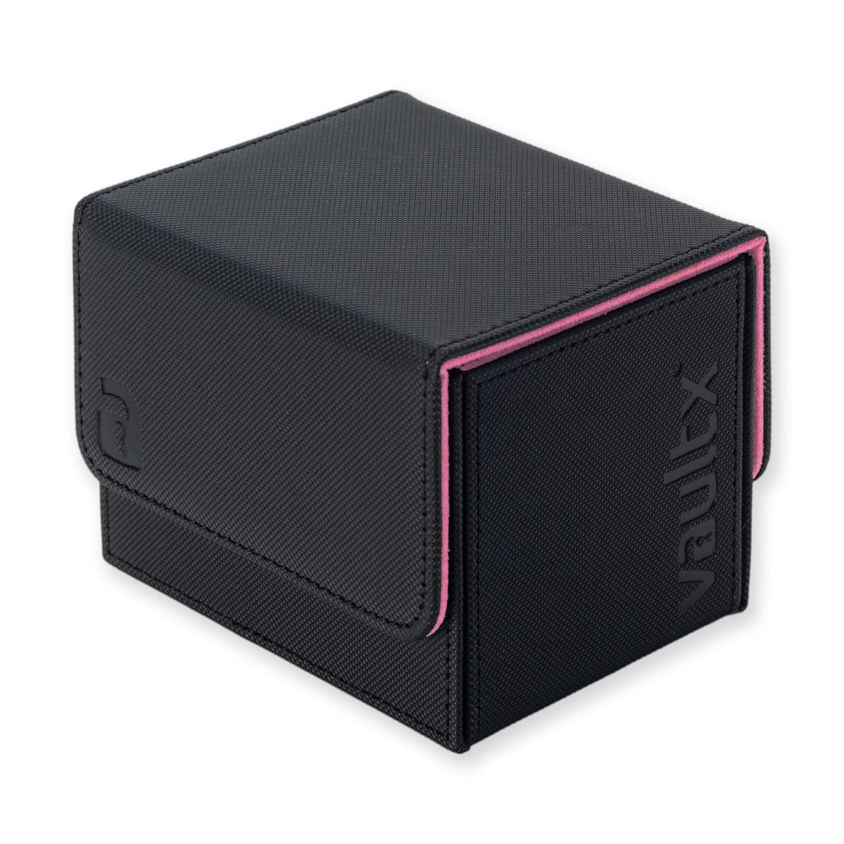 Vault X Trading Card Sideloading Deck Box, 100+ sleeved cards, Premium Exo-Tec Material, Card Holder Storage Box, Detachable Magnetic Lid, for MTG Commander Game, TCG (Black/Pink