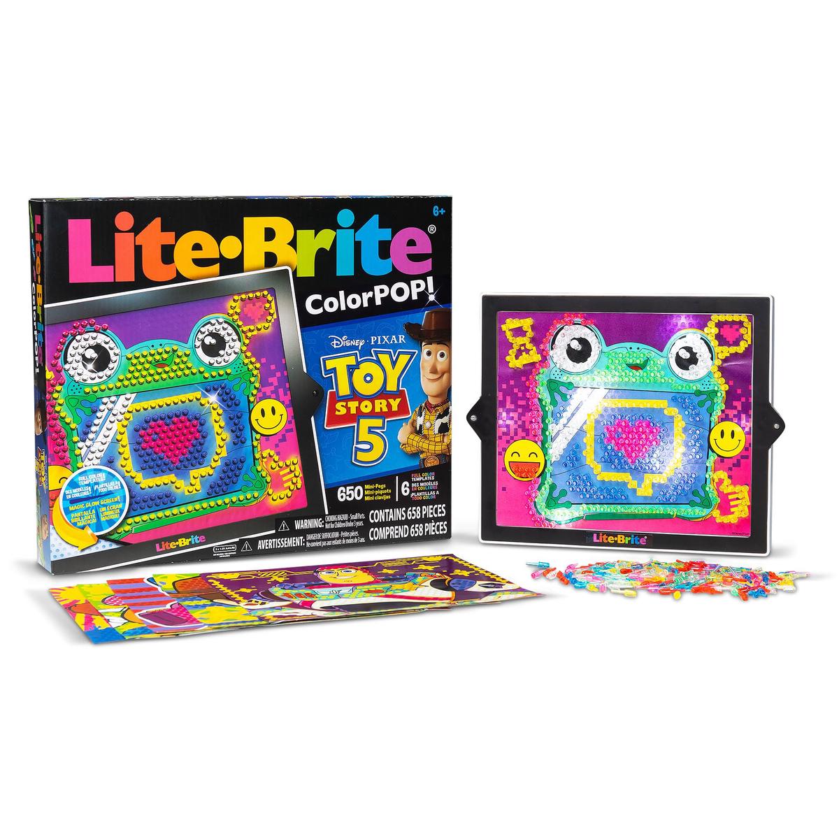Basic Fun Lite Brite ColorPOP Toy Story 5 Light Up Art Set With 650 Mini Pegs HD Screen And Colour Templates Creative Toy For Kids Age 6 Years and Up