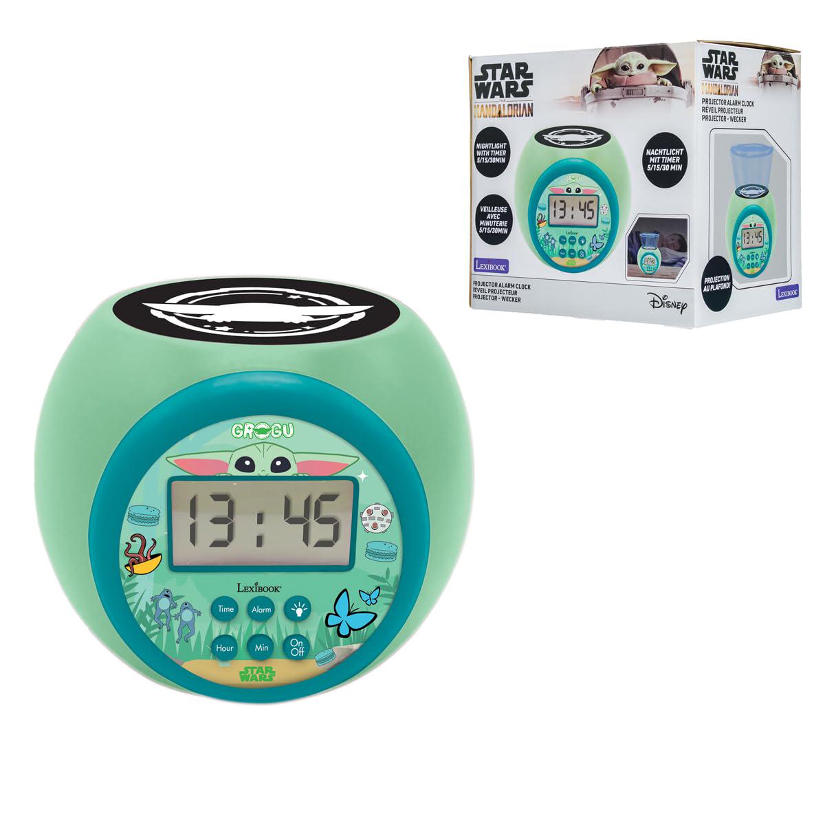 Lexibook, Magnifique Projector Wecker Star Wars met Nachtlampje Timer, Multicolor Plafondprojectie, Verlichte LCD-scherm, Snooze Alarm, Werkt op Batterijen, Groen, RL977SW