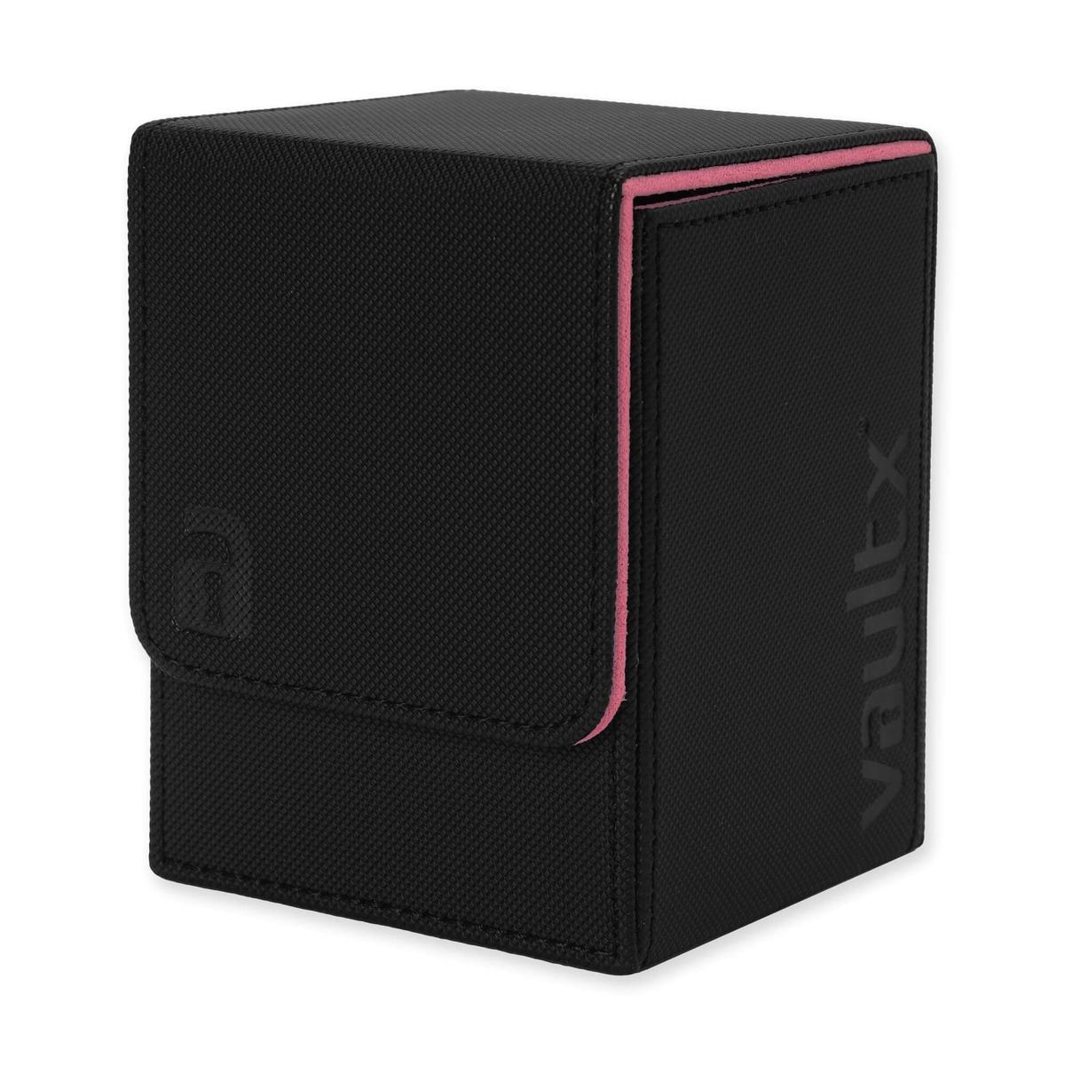 Vault X Trading Card Deck Box, 80+ sleeved cards, Premium Exo-Tec Material, Toploading Card Holder Storage Box, Magnetic Lid, for MTG Commander, TCG (Black/Pink