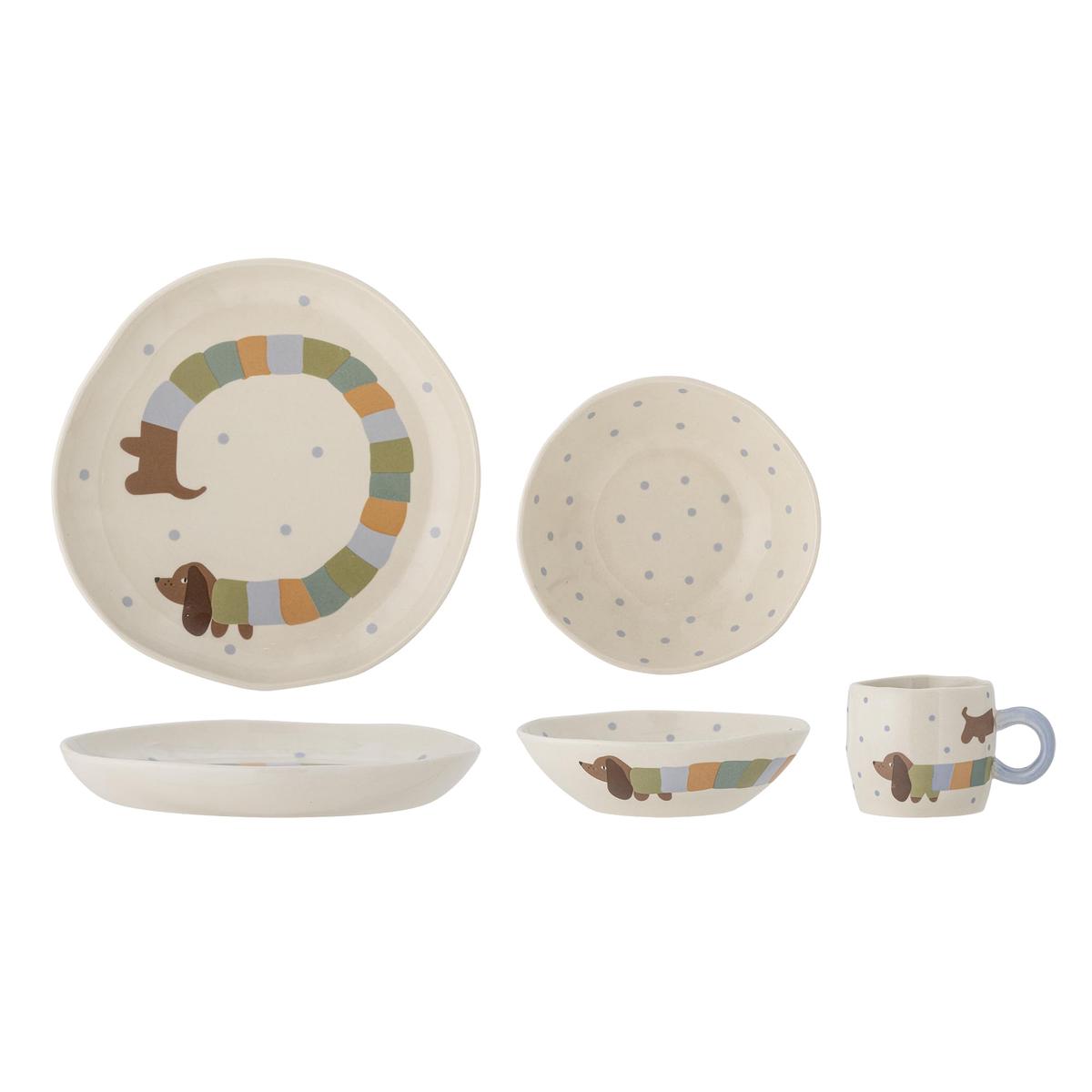 Bloomingville Mini - Charlie Tableware Set - Blue - Stoneware