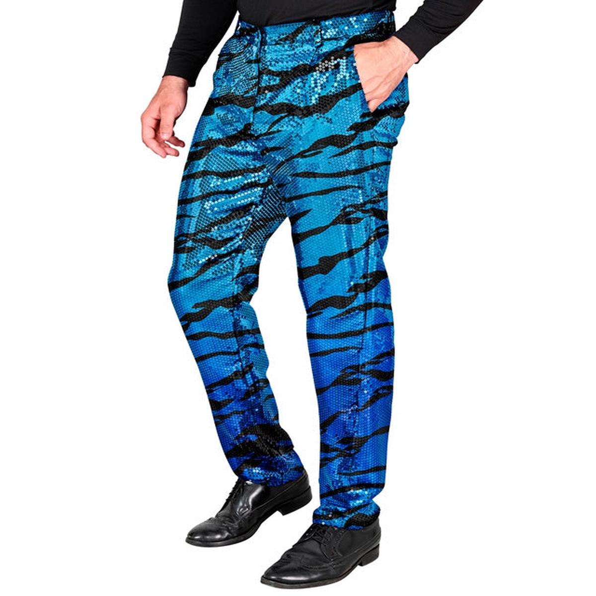 Widmann Party Fashion Pants (Blue Waves Sequin Pants) (S) Turquoise / Light Blue