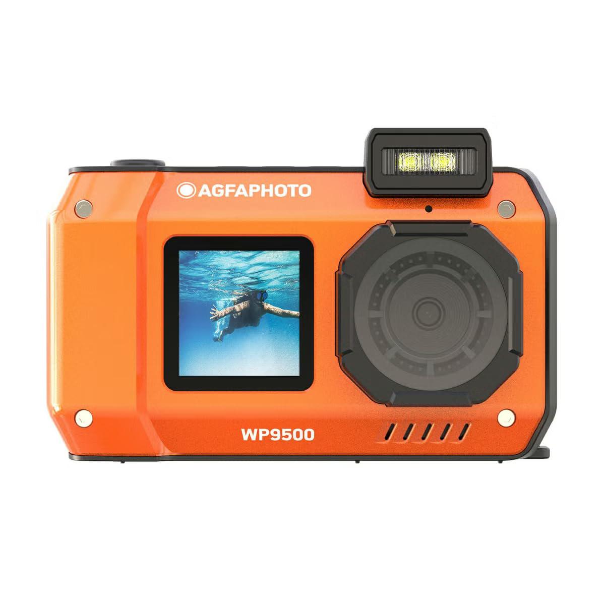 AgfaPhoto Realishot WP9500 - Appareil Photo Numrique Waterproof, tanche 7m, 24 MP, Zoom 18X, Vido 4K, Double cran 2.9/1.4 - Orange
