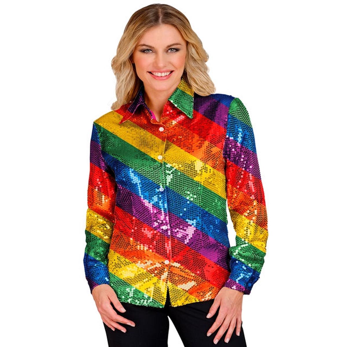 Widmann Party Fashion Shirt (Rainbow Sequin Shirt) (L/XL) Rainbow