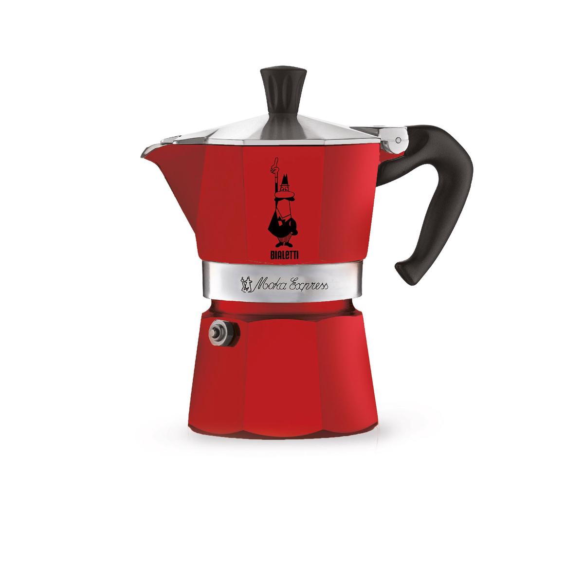 Bialetti - Moka Color: Ikonische Espressomaschine fr die Herdplatte, macht echten Italienischen Kaffee, Moka-Kanne 1 Tassen (60 ml), Aluminium, Rot