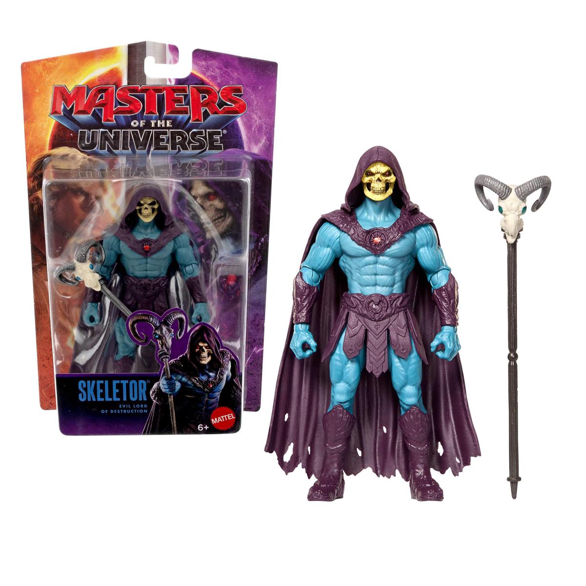 Masters of the Universe - Skeletor, action figure del Signore del Male da 14cm ispirata al film, 14 punti di articolazione e scettro Havoc con testa d'ariete incluso, 6+ anni, JKH92