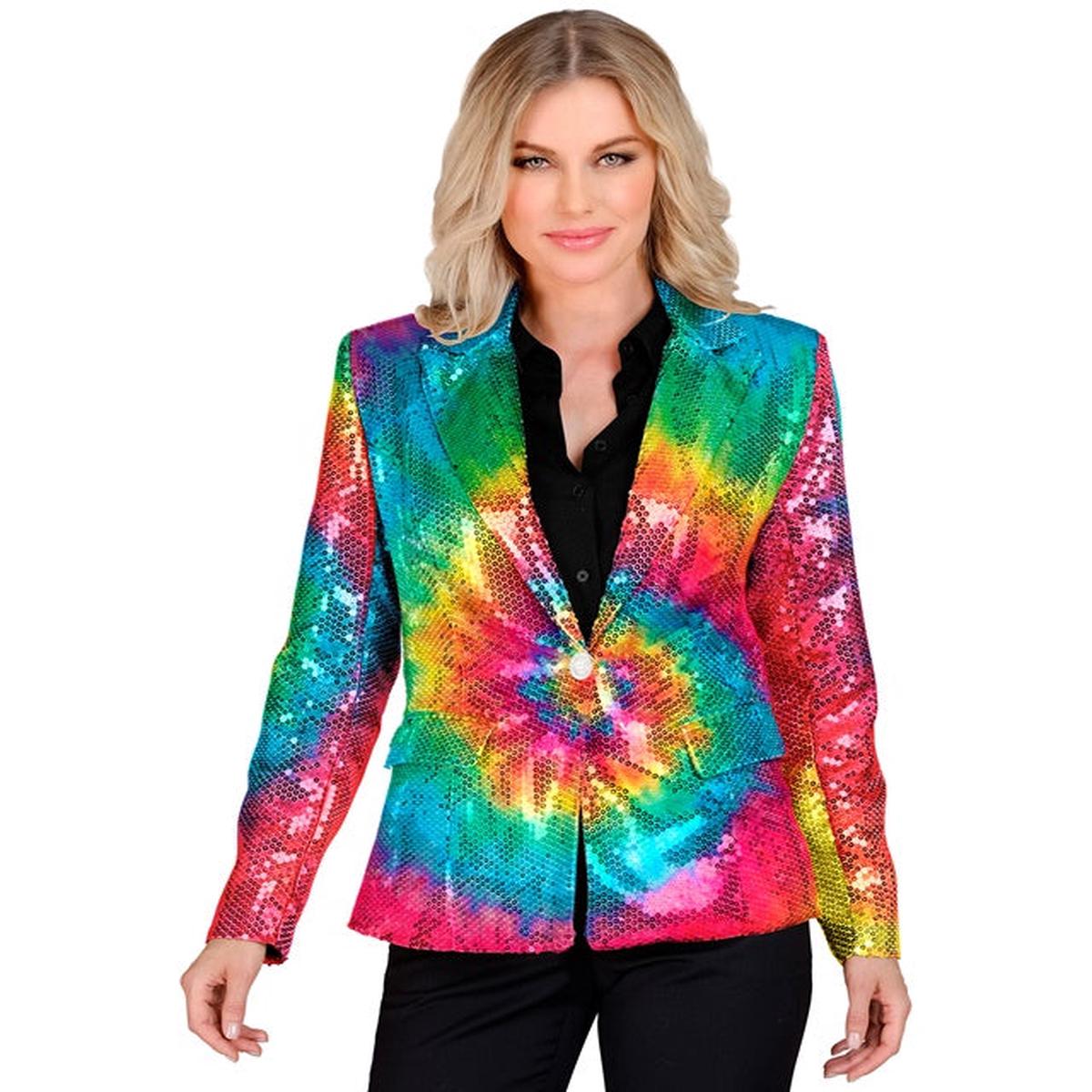 Widmann Party Fashion Jacket (Tie Dye Sequin Jacket) (M) Rainbow
