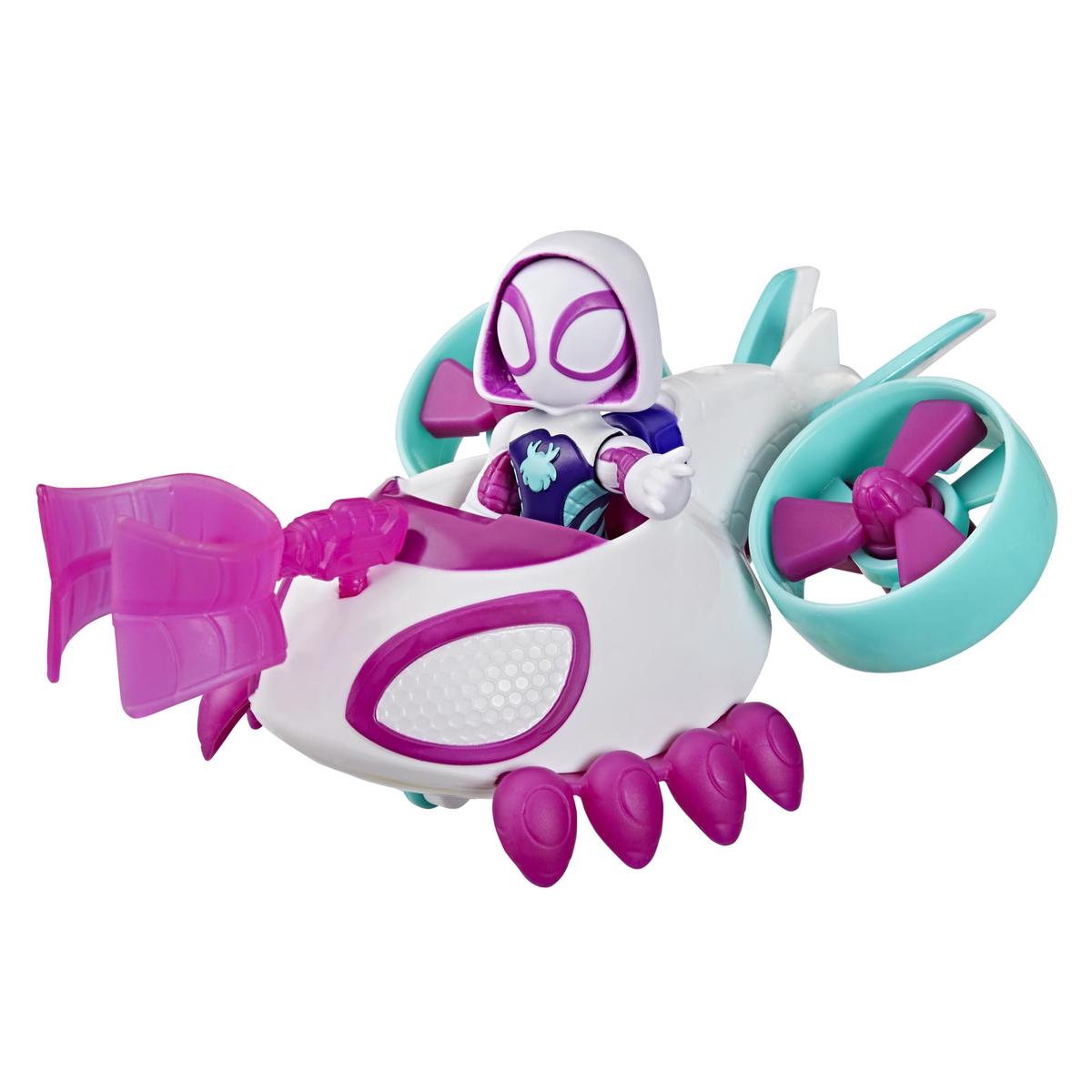 Marvel Spidey and His Amazing Friends Ghost-Spider Copter Toy Vehicle with 7.6-cm (3 inch) Action Figure & Accessory, Super Hero Toys, Children Ages 3+, Purple