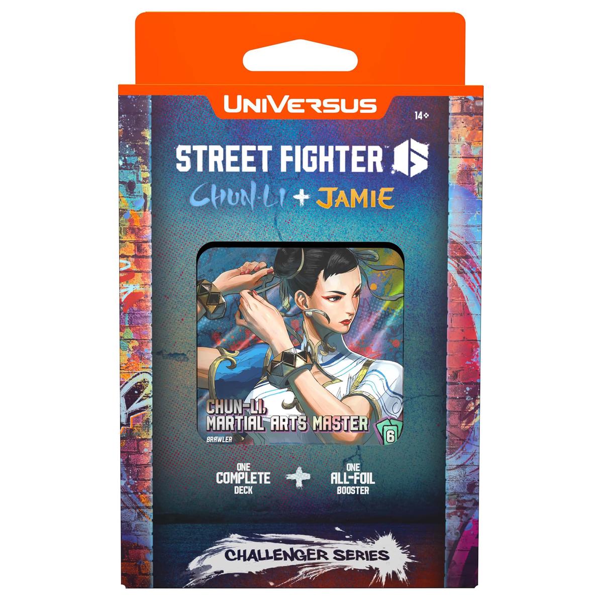 UniVersus: Street Fighter 6: Challenger Series - Chun-Li & Jamie - Deck Building Card Game, Ready to Play Character Deck, 6 Foil-Alt Art Booster Cards