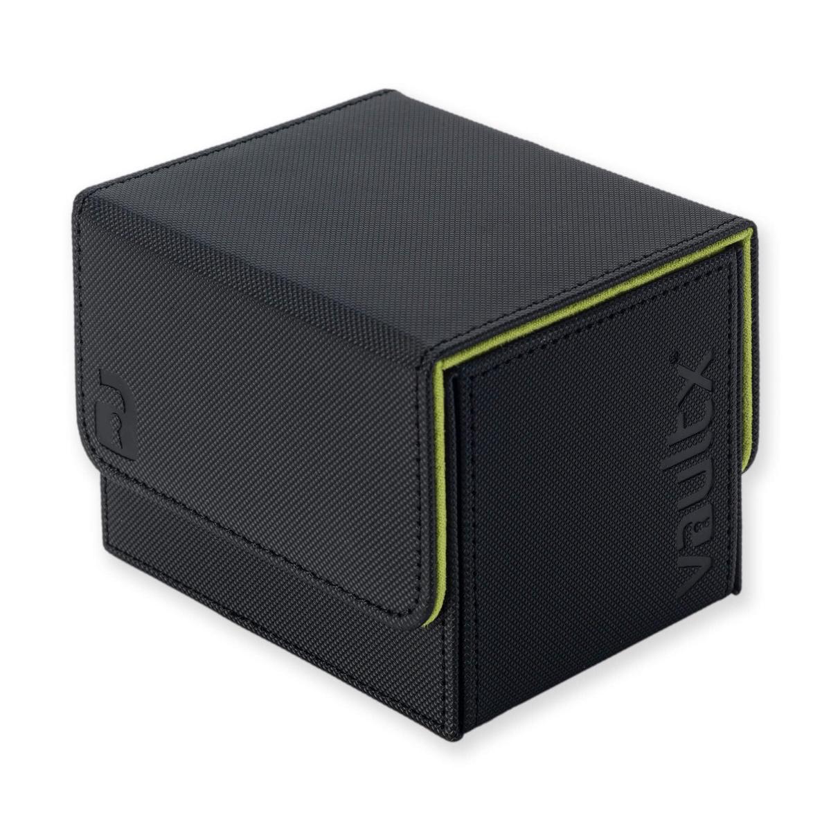 Vault X Trading Card Sideloading Deck Box, 100+ sleeved cards, Premium Exo-Tec Material, Card Holder Storage Box, Detachable Magnetic Lid, for MTG Commander Game, TCG (Black/Green