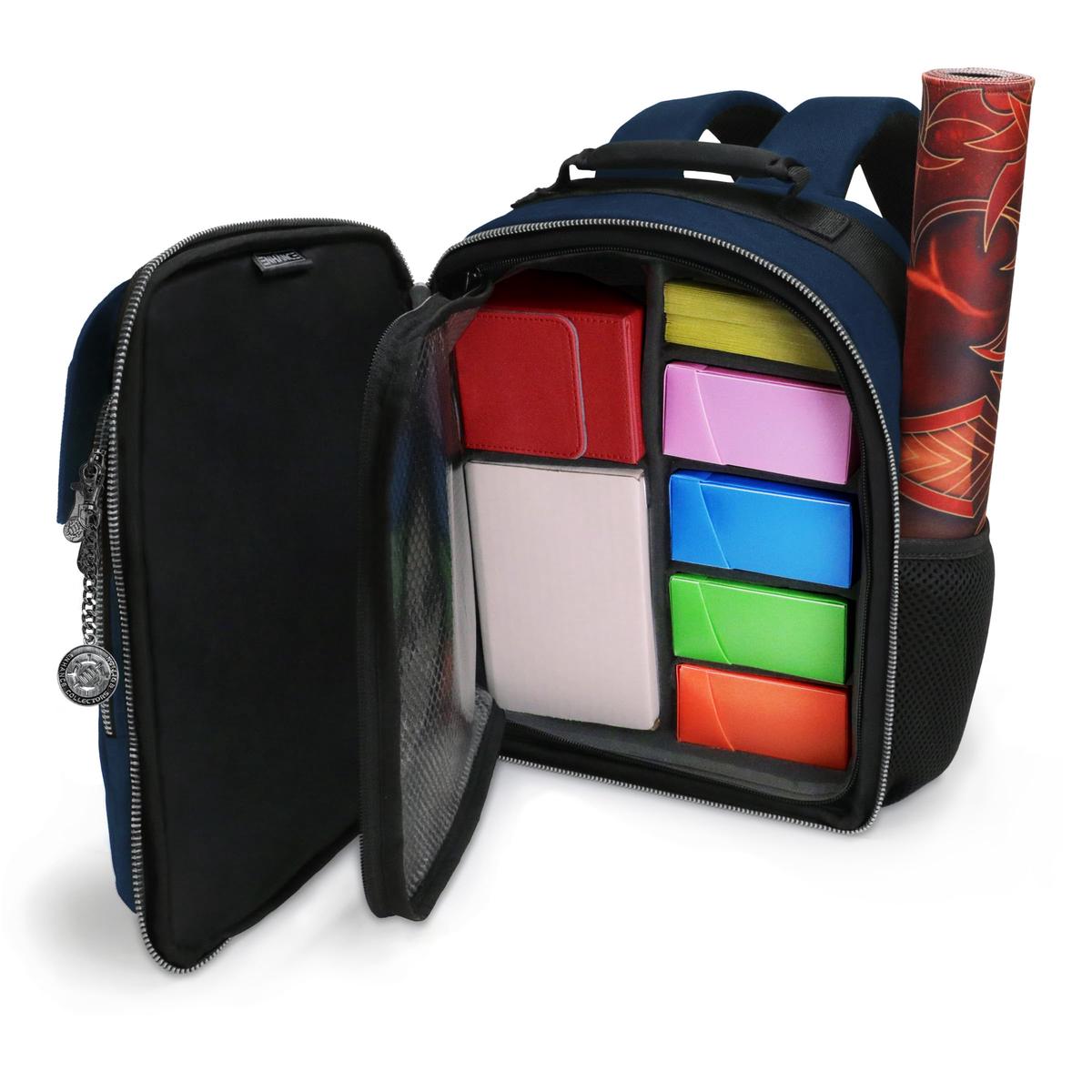 ENHANCE Collector's Edition Kleine Karten-Rucksack - Karten-Protektor Bildschirm, Aufbewahrung, Deckboxen - TCG Rucksack mit Spielmattenhalter, Kompatibel mit Magic the Gathering (Drachen Blau