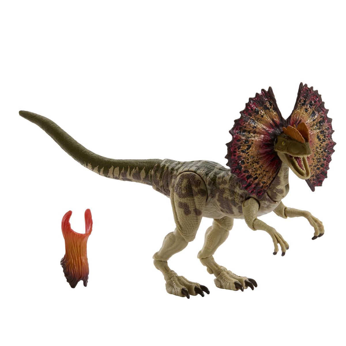 Mattel Jurassic World Hammond Collection Dinosaur Action Figure Dilophosaurus. Premium Design with Realistic Eyes, Articulated Joints & Extra Head, JKM93