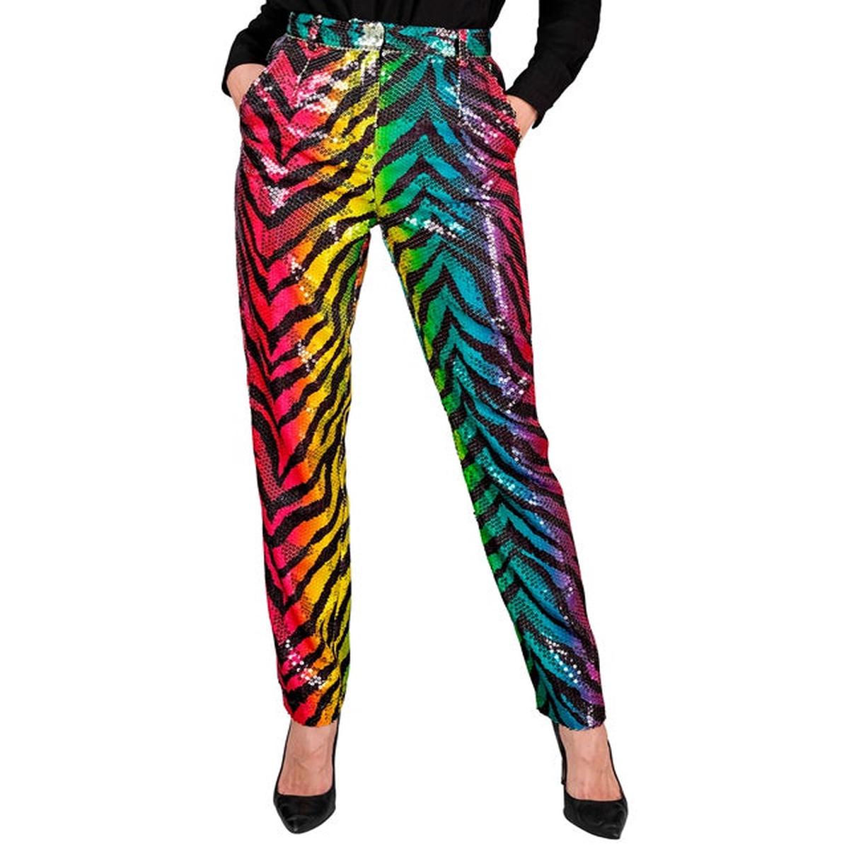 Widmann Party Fashion Pants (Rainbow Animalier Tiger Sequin Pants) (S) Rainbow