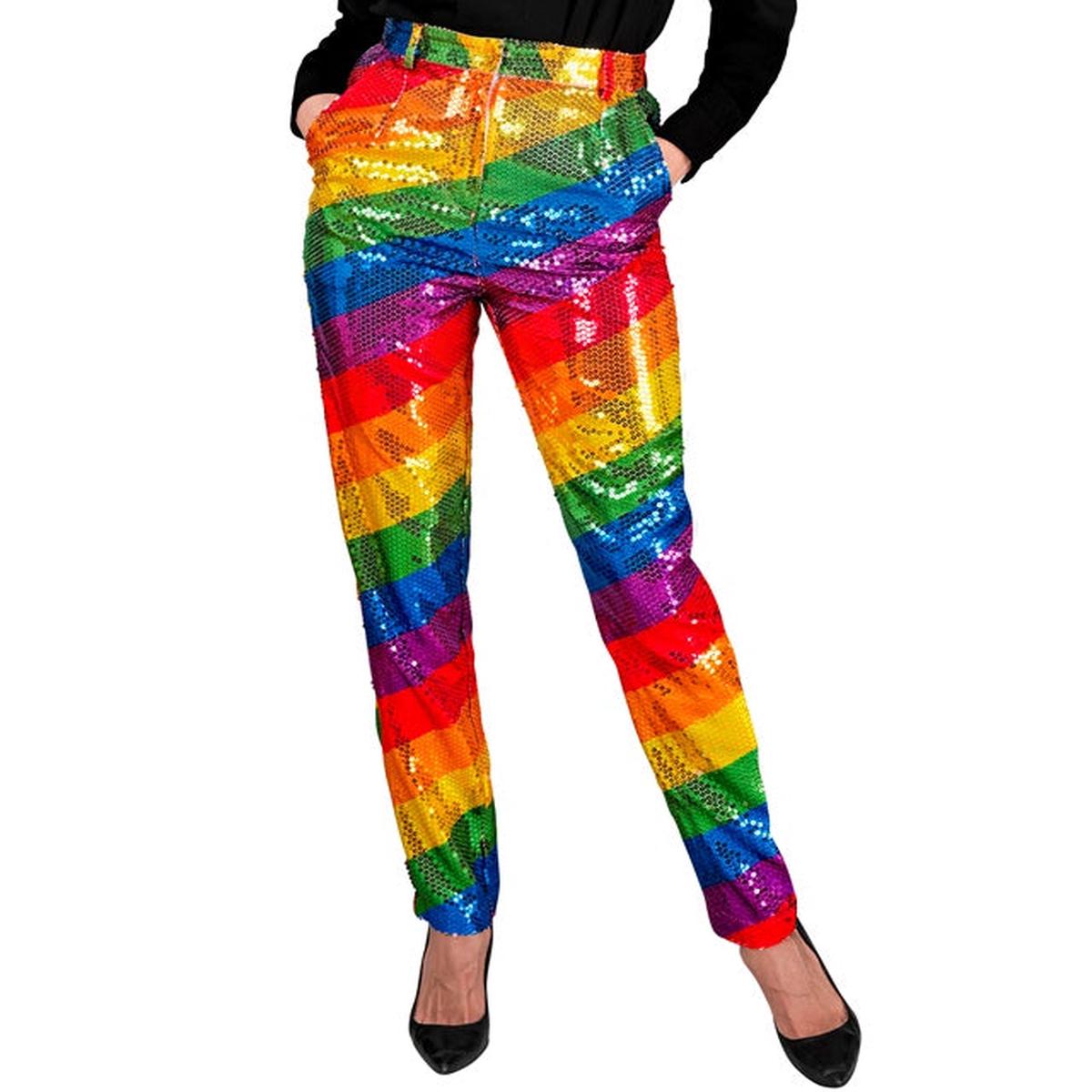 Widmann Party Fashion Pants (Rainbow Sequin Pants) (M) Rainbow