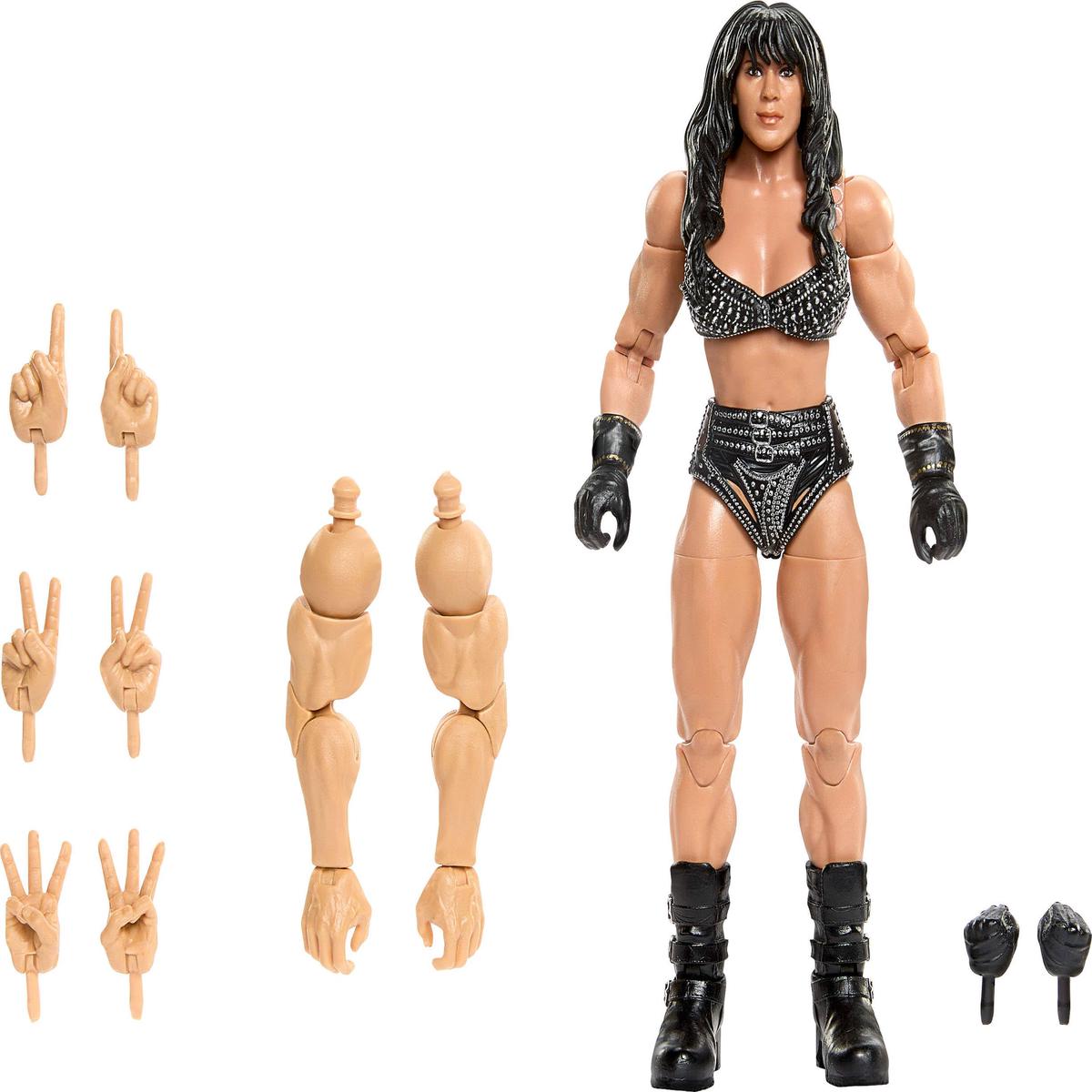 Mattel WWE Elite Collection Action Figure & Accessories, Premium Live Event Chyna Set, SummerSlam Series with Jesse The Body Ventura Build-A-Figure Parts
