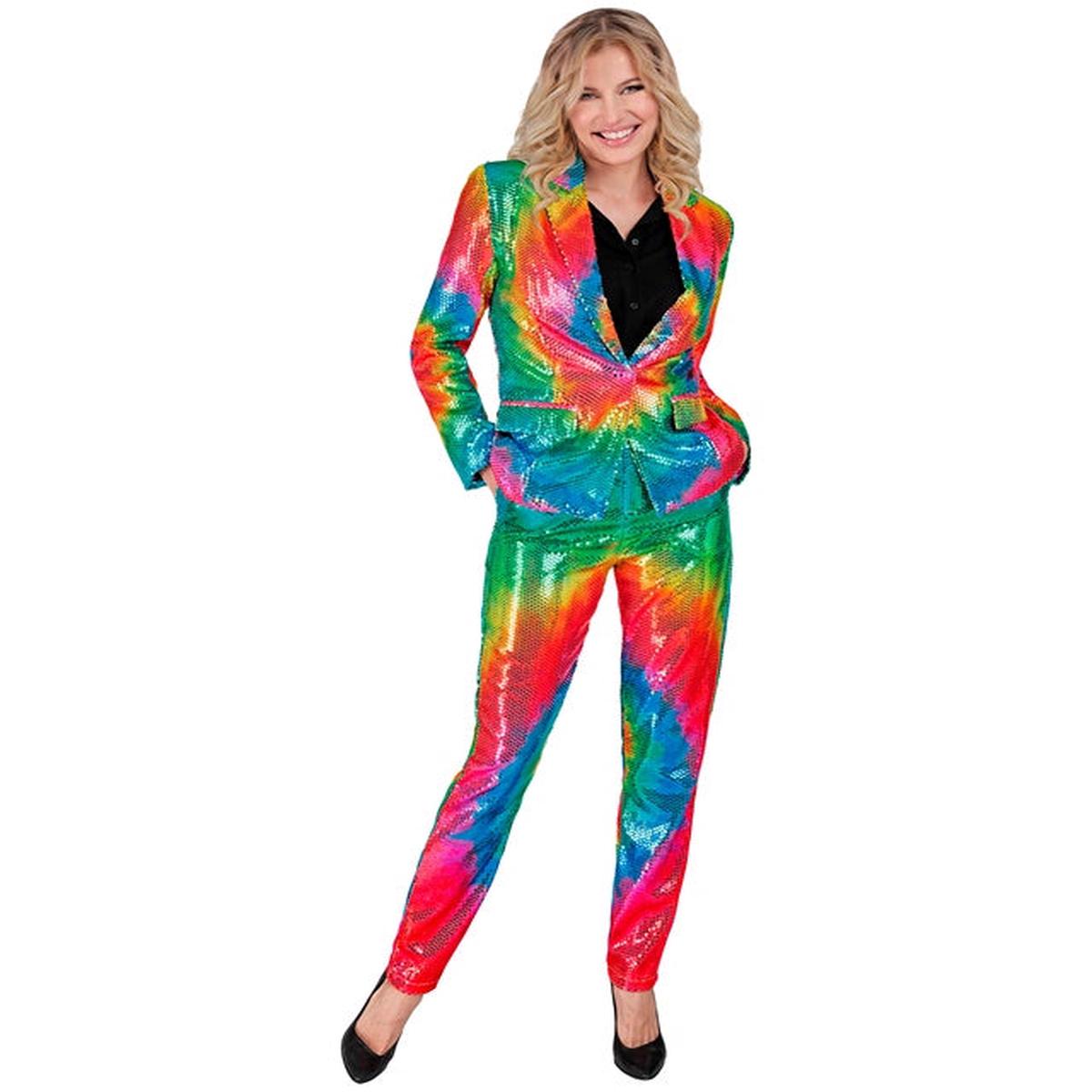 Widmann Party Fashion Pants (Tie Dye Sequin Pants) (L) Rainbow