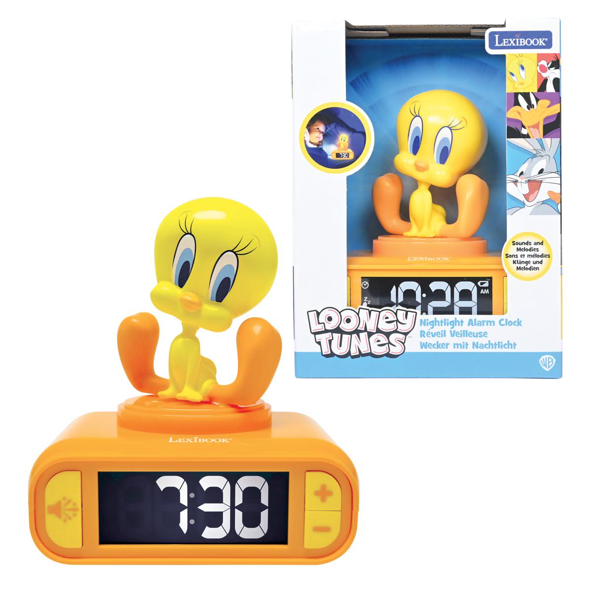 LEXIBOOK, Tweety Nachtlampje Wekker met geluiden, Geel, RL800TW