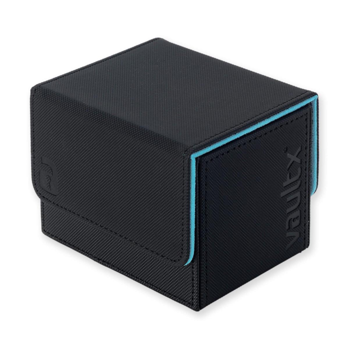 Vault X Trading Card Sideloading Deck Box, 100+ sleeved cards, Premium Exo-Tec Material, Card Holder Storage Box, Detachable Magnetic Lid, for MTG Commander Game, TCG (Black/Electric Blue