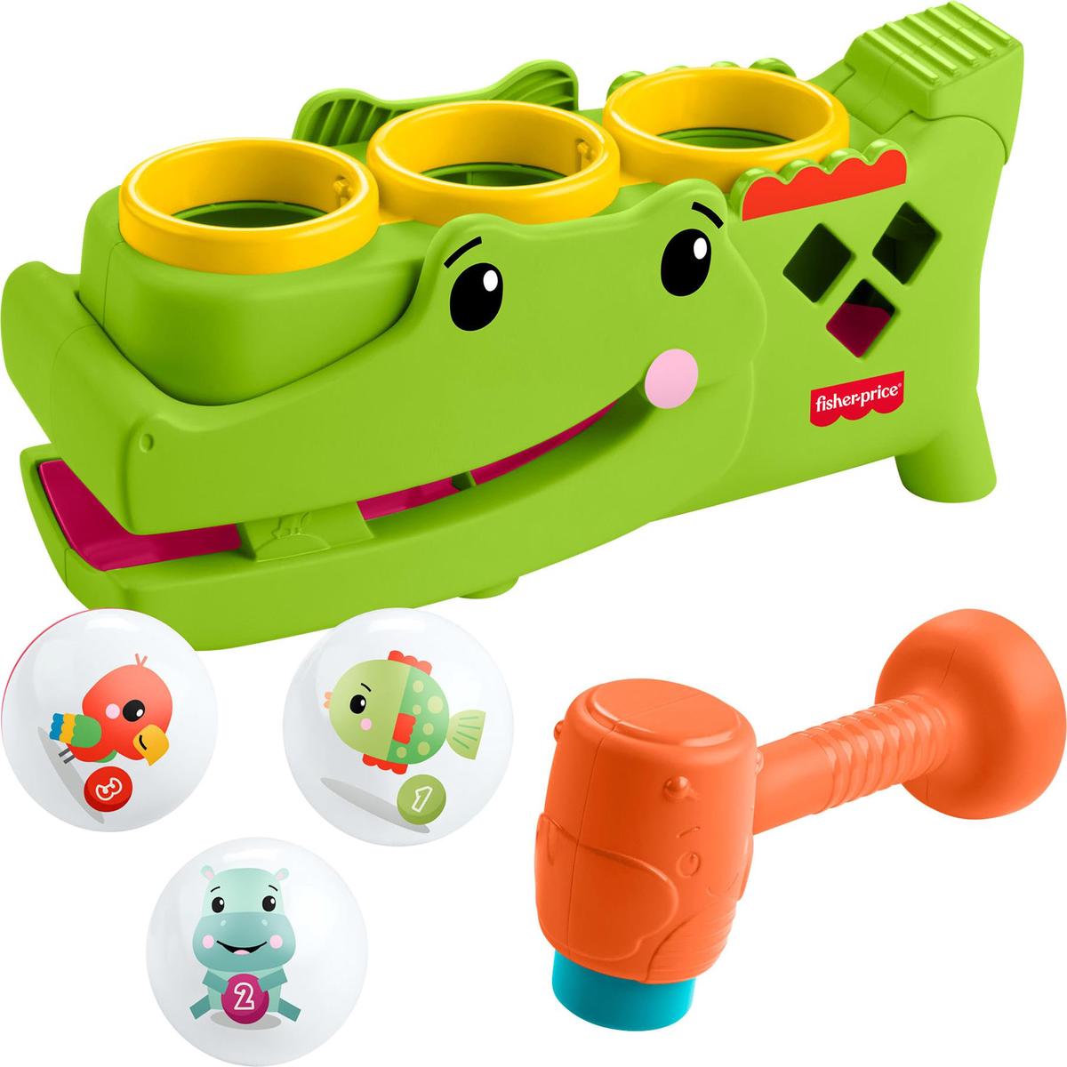 Fisher-Price Baby Toy Sit & Tap Rolligator, Crawling Activity with Pounding Hammer & 3 Balls for Developmental Play Infants Ages 9+ Months, JLB94