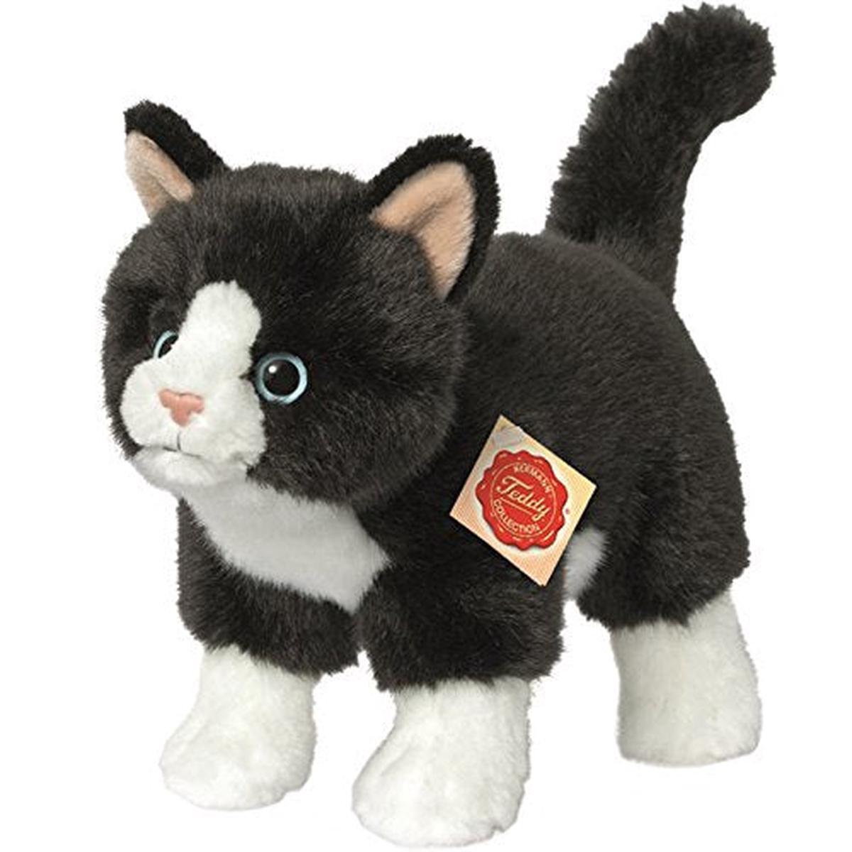 Hermann Teddy Collection 918202 20 cm Black/White Cat Standing Plush Toy