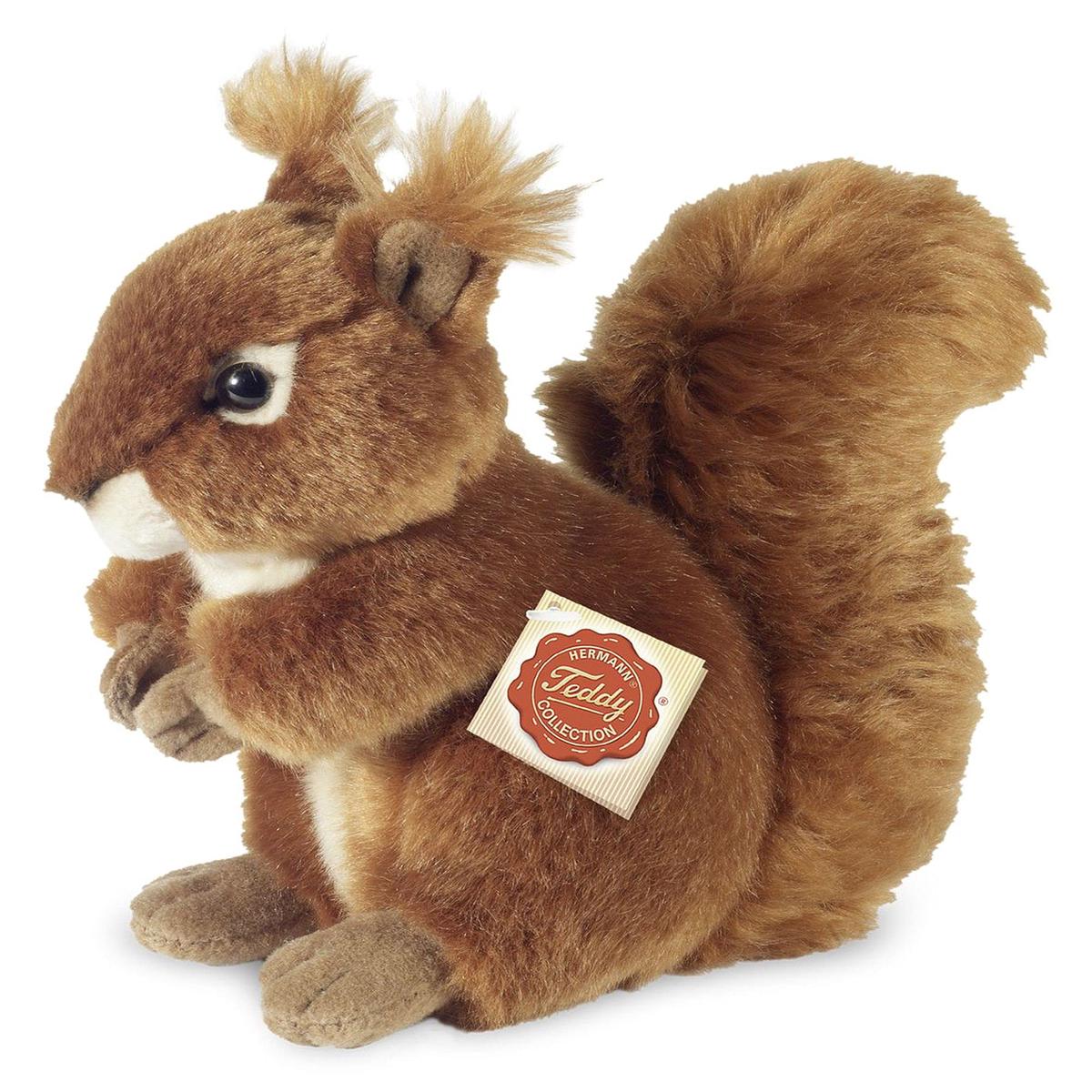 Teddy Hermann 90818 Eekhoorntje 17 cm, knuffeldier, pluche dier met gerecyclede vulling