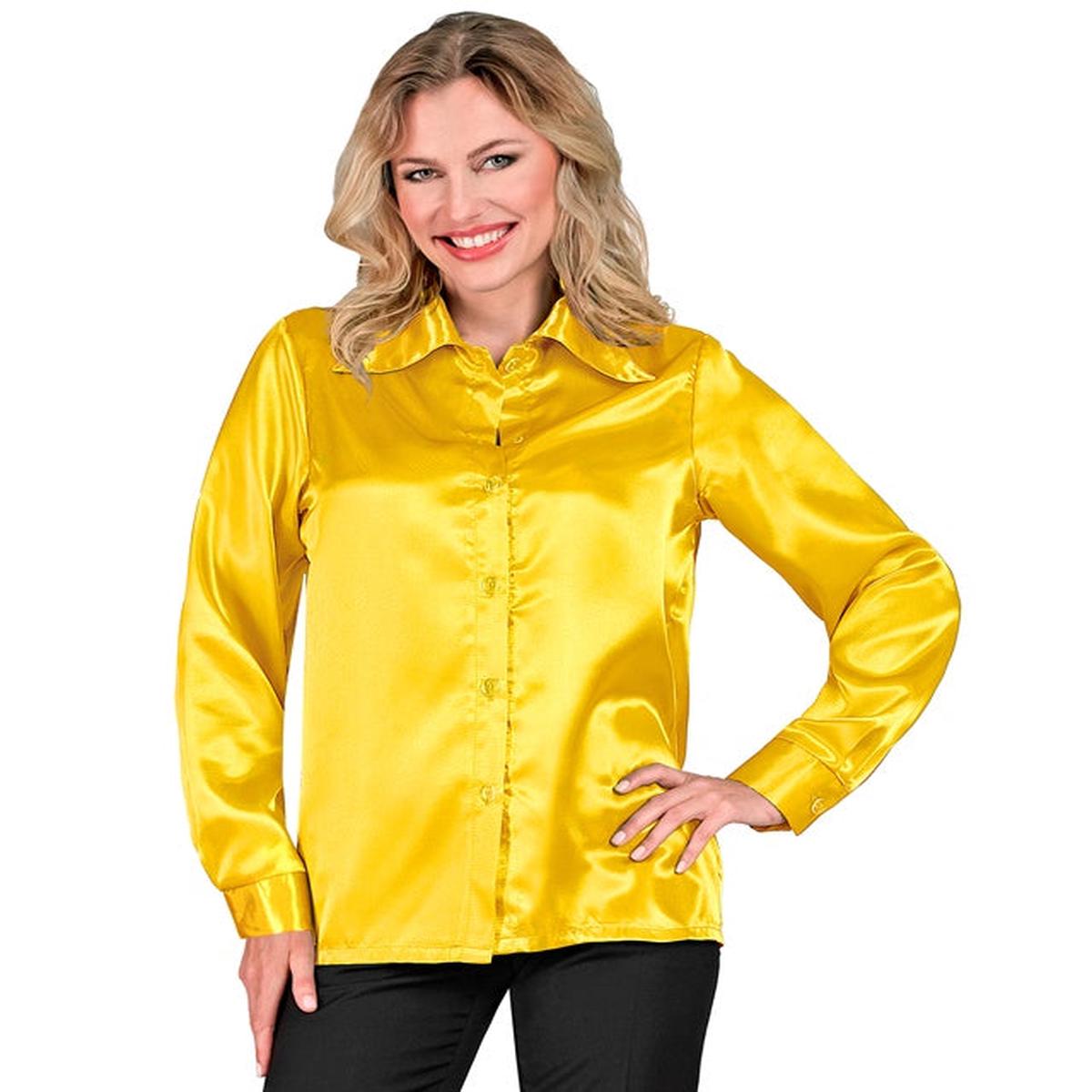 Widmann Satin Yellow 70s Disco Shirt (M) Yellow