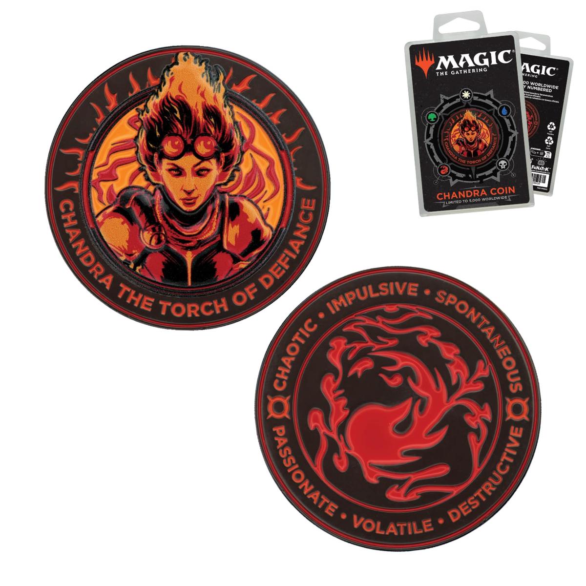 FaNaTtik Pice de collection Magic : The Gathering Chandra  Licence officielle et dition limite (5000), jeton de collection en mtal Torche de Dfiance