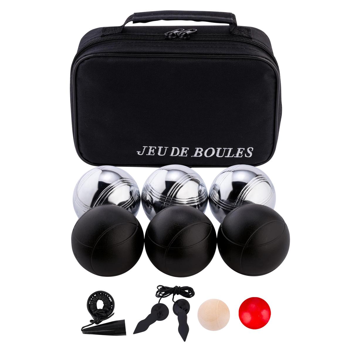 Engelhart - 010207 - bouleset, 6-delig, zwart/zilver - boules - spelletjes - tuinspellen, buitenspellen